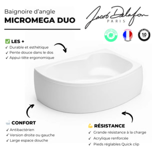 Pack baignoire d'angle 150 x 100 cm Micromega Duo version droite  + tablier de baignoire