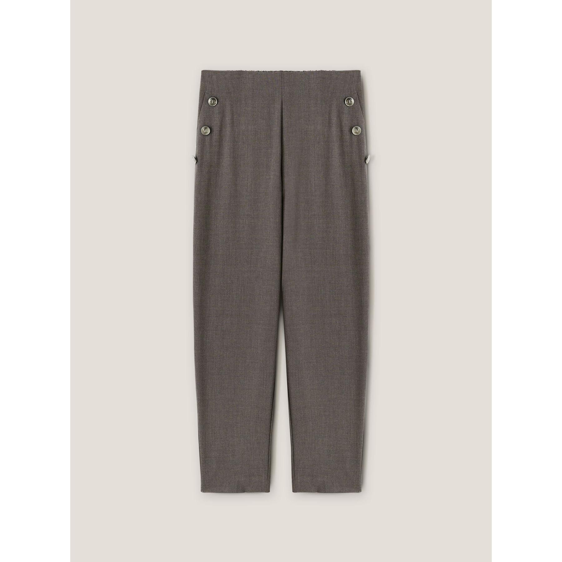 Motivi - Pantalones vaporosos con detalle de botones - Gris