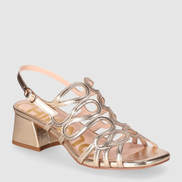 Sandalias de Piel Sintética - Platino - Tacón: 5 cm