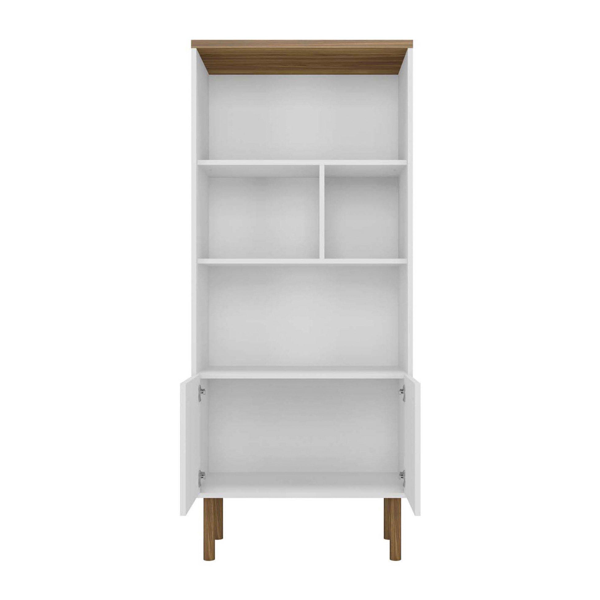 Librería CAPRI - 3 estantes y 2 puertas - roble y blanco - 68x36x160cm