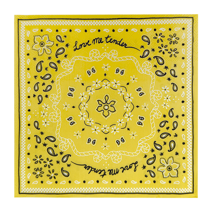 Lot de 20 serviettes papier bandana - Jaune