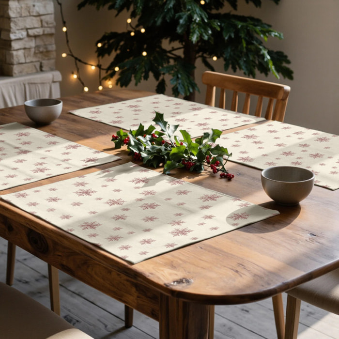 Lot de 2 sets de table anti-taches Red Snowflake
