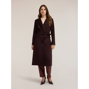 Motivi - Cappotto cinturato doppiopetto in double misto lana - Marrone
