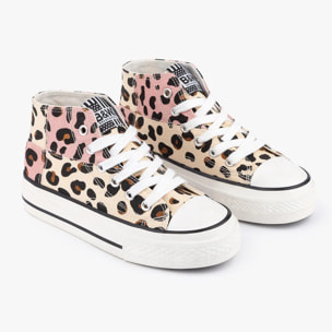Sneakers alte con patchwork leopardato in  e