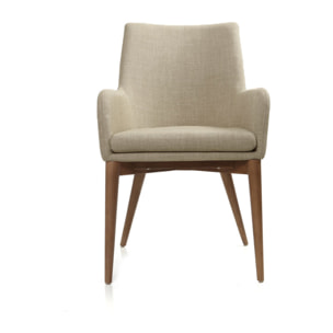 Chaises en tissu beige et bois foncé (lot de 2) SHANA