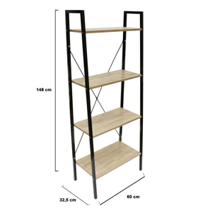 Etagere Bois Et Metal 148x60x32.5