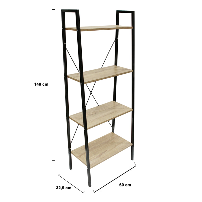 Etagere Bois Et Metal 148x60x32.5