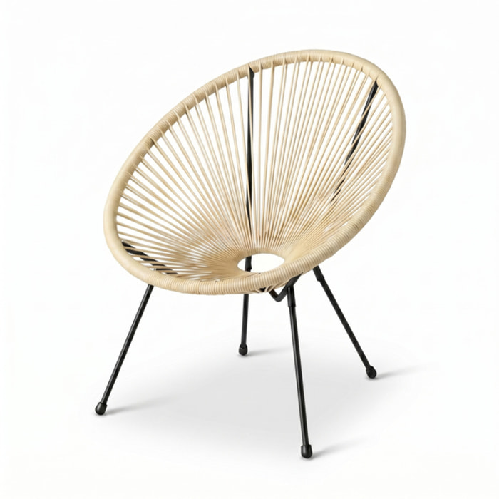 Sedia da giardino in acciaio e vimini sintetico multistring, poltrona outdoor design moderno, resistente a UV e acqua, antiruggine e facile da montare, seduta ergonomica e traspirante, ideale per balcone terrazzo e giardino