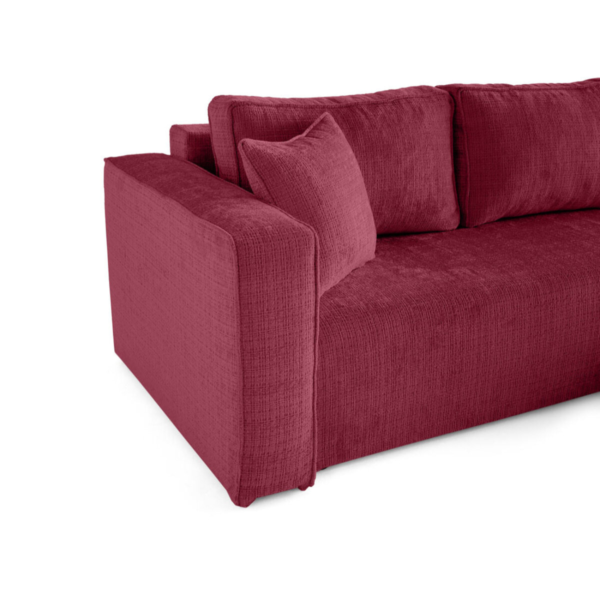 Topaze - canapé d'angle déhoussable réversible 4 places en velours texturé - Prune