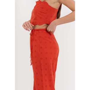 Kocca - Pantaloni ampi a vita alta in cotone traforato Donna