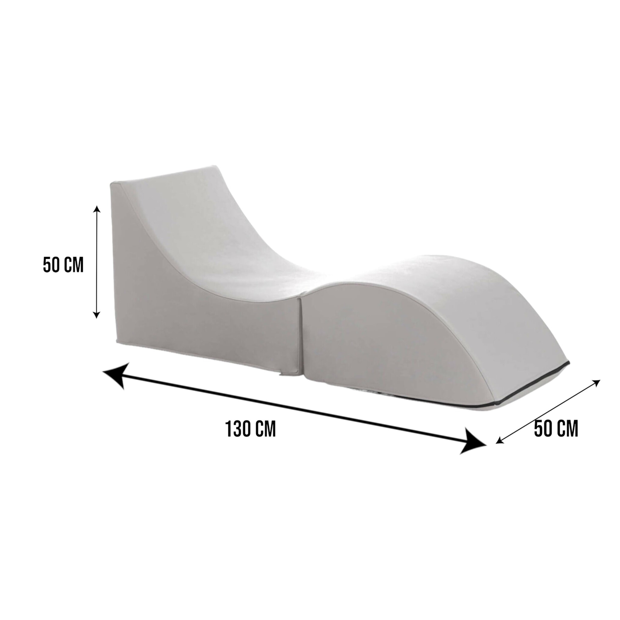 Letto pieghevole Arbil, Pouf trasformabile in letto singolo, Chaise longue in ecopelle, 100% Made in Italy, 130x50h50 cm, Bianco