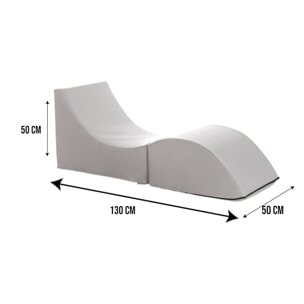 Letto pieghevole Arbil, Pouf trasformabile in letto singolo, Chaise longue in ecopelle, 100% Made in Italy, 130x50h50 cm, Bianco