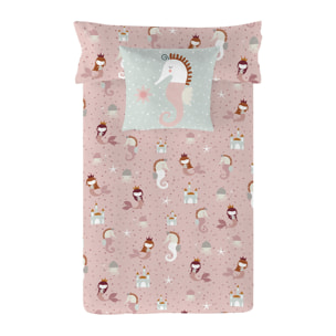 Haciendo el Indio - Funda Nórdica Estampada - Reversible - Infantil - Cierre Solapa - 100% Algodón - Incluye 1 Funda de Almohada - Seahorse