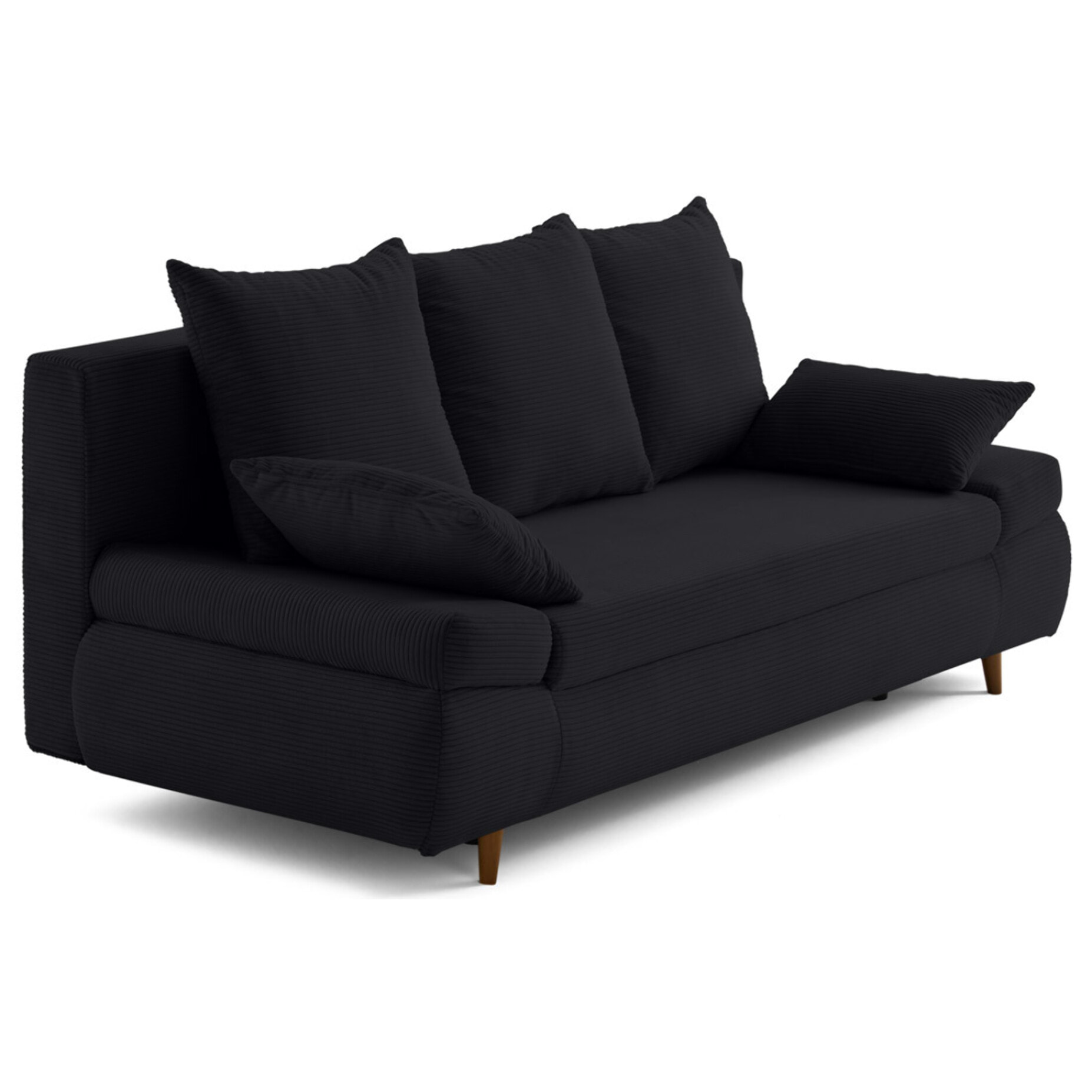 Larson - canapé droit 3 places convertible avec coffre en velours côtelé - Noir