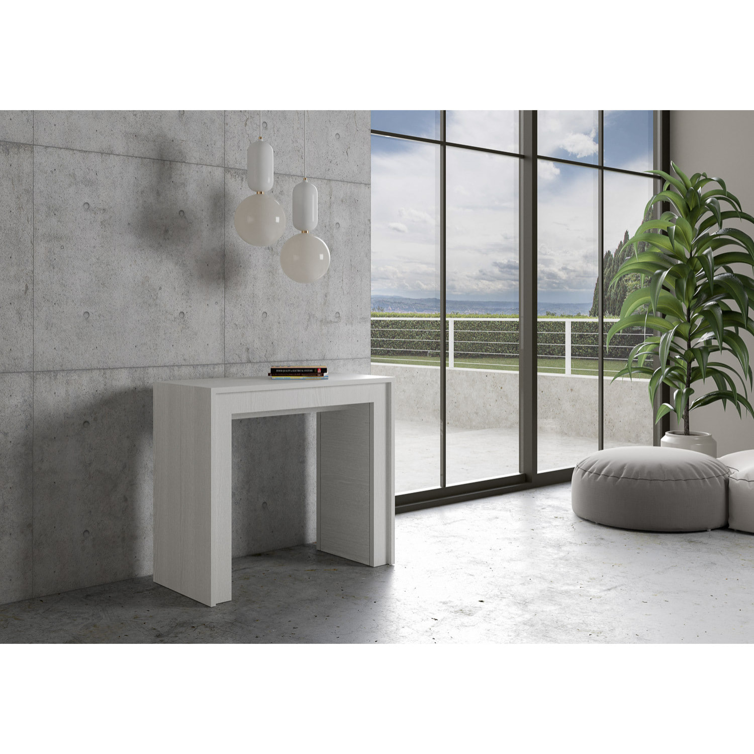 Consolle allungabile 90x42/198 cm Mia Small Bianco Frassino.