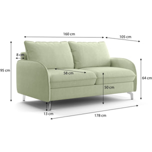 Canapé droit convertible 3 places en tissu chenille - ouverture express - NOVOLI