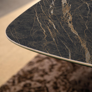 TAVOLO FISSO PRISMA - GRIGIO CARBONE, BOTTE BORDO INCLINATO, PIANO PORCELLANATO PORTORO LUCIDO