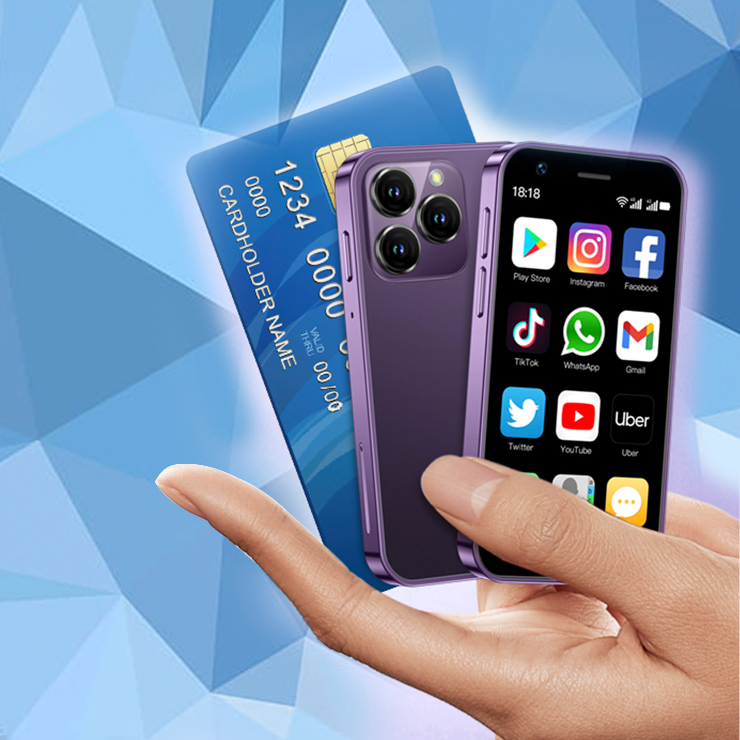 Mini smartphone XS16 4G, Android 8.1, 2 GB RAM + 16 GB. Schermo da 3''. Doppia scheda SIM.