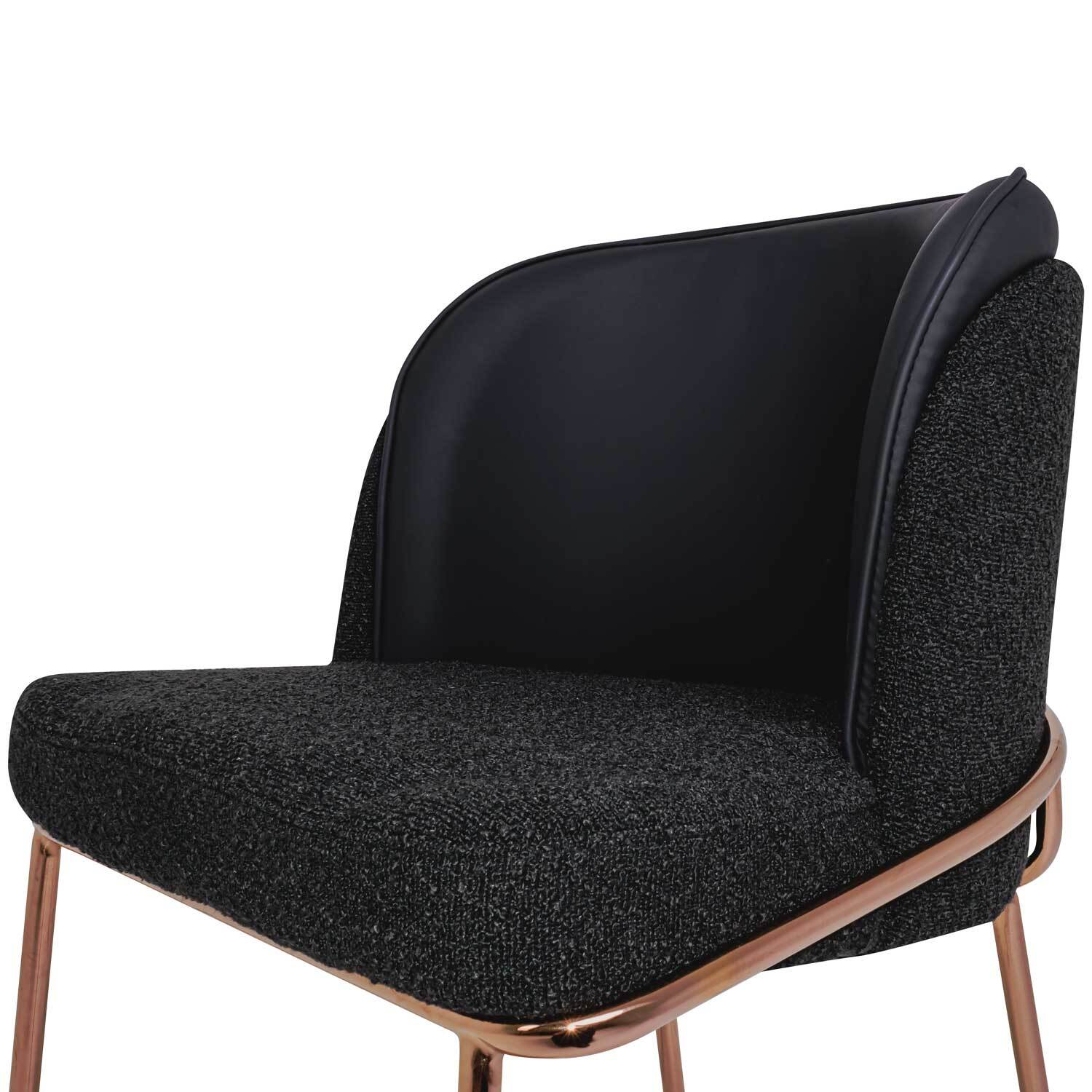 Thun Boucle - Coppia di poltroncine di design in metallo, seduta in tessuto bouclÃ© e schienale in letherette