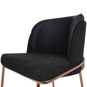 Thun Boucle - Coppia di poltroncine di design in metallo, seduta in tessuto bouclÃ© e schienale in letherette