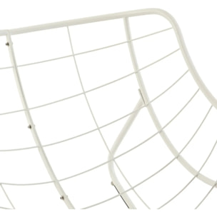 Fauteuil oeuf à bascule "Paopao" beige et blanc en acier traité en epoxy