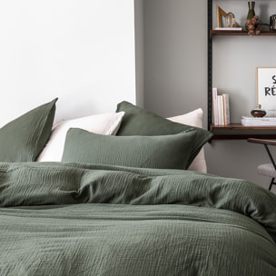 Housse de couette unie en gaze de coton, TENDRESSE, Vert