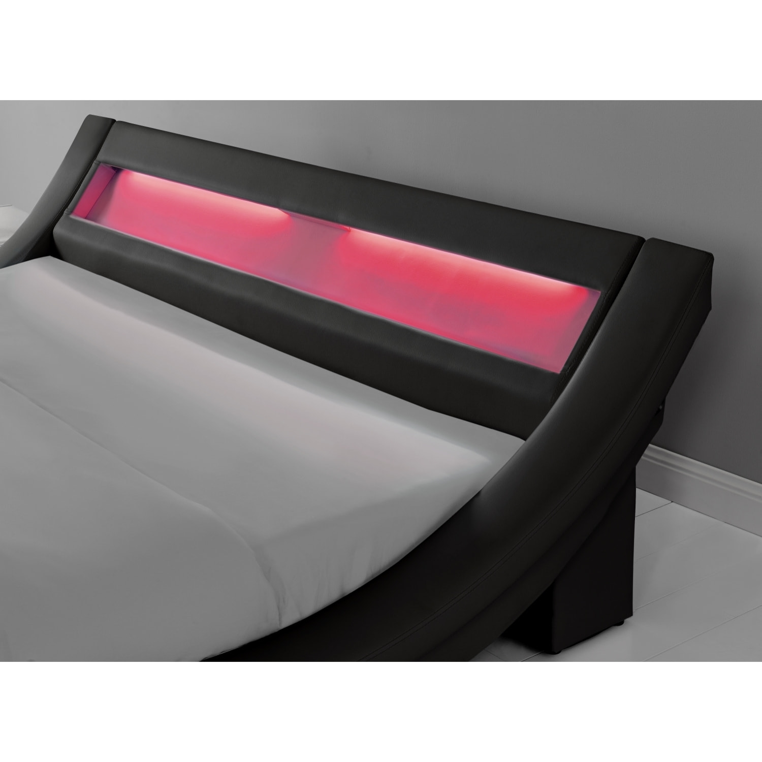 Cadre de lit avec LED 160 x 200 cm en PU noir JULIA
