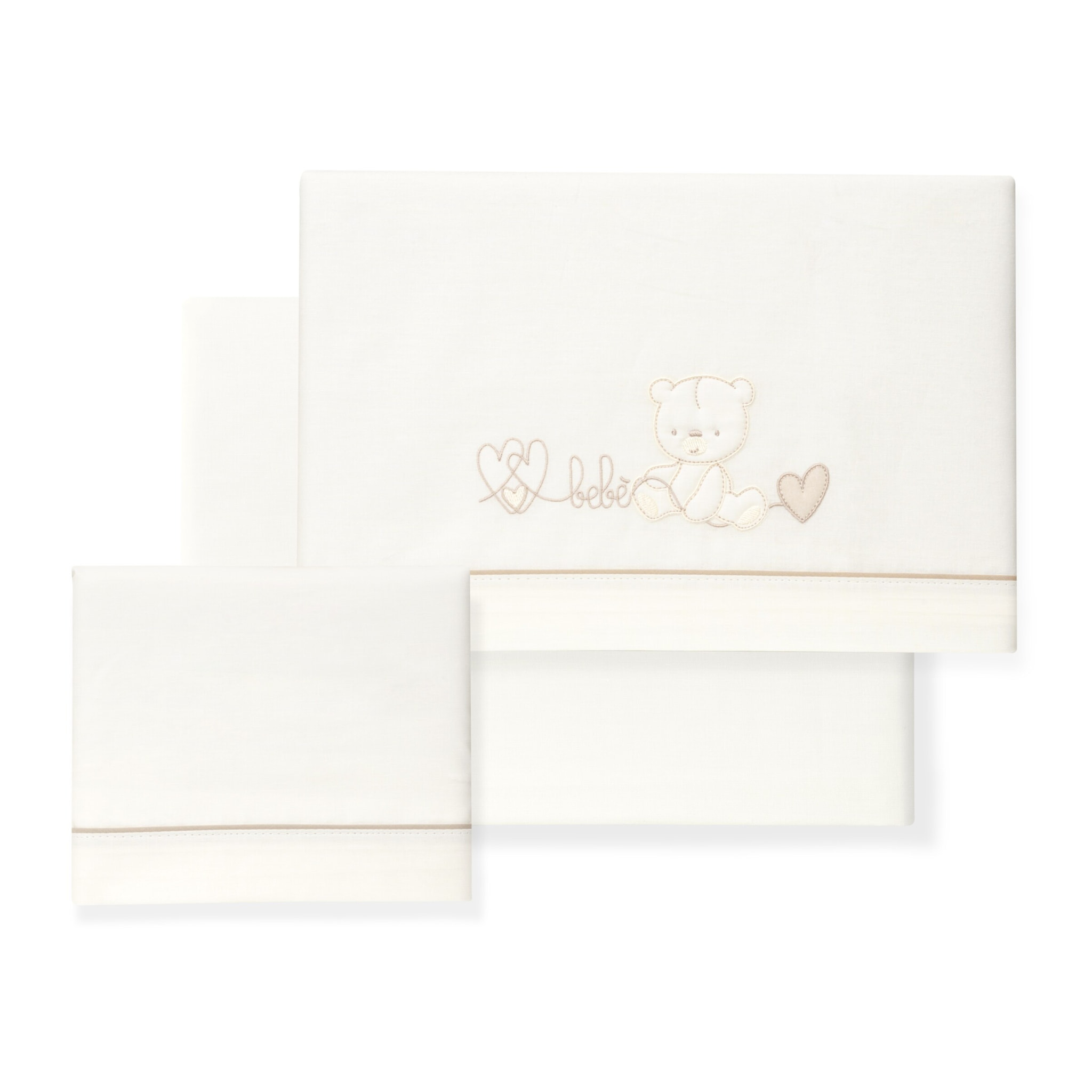 Juego de Sábanas para Minicuna mod. Corazón Oso Bebé