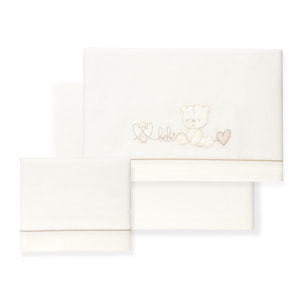 Juego de Sábanas para Minicuna mod. Corazón Oso Bebé