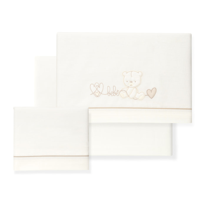 Juego de Sábanas para Minicuna mod. Corazón Oso Bebé