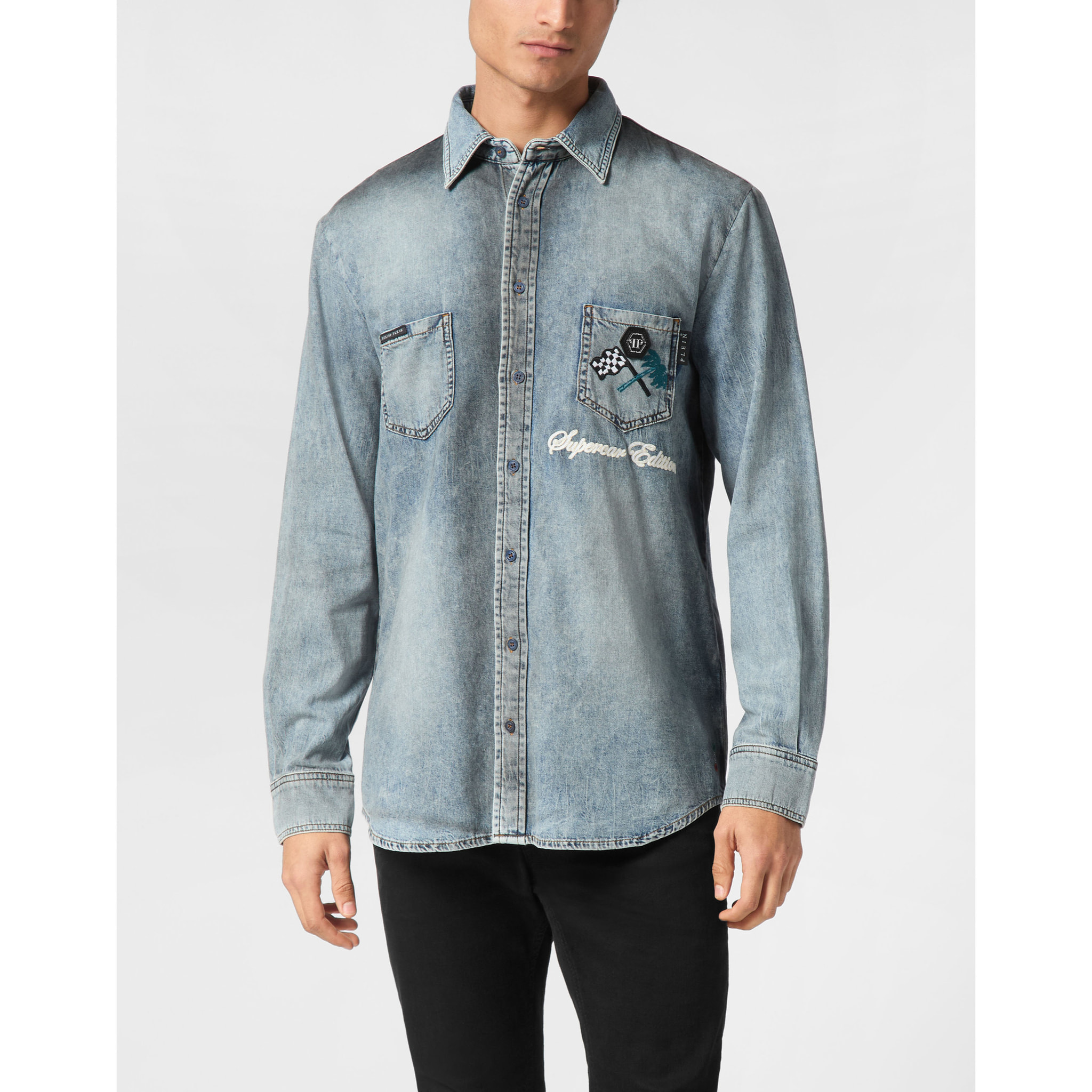 PHILIPP PLEIN Camisa vaquera RACING