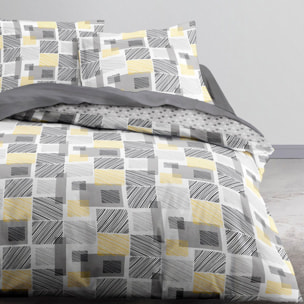 Parure housse de couette 3pcs 100% coton 57fils gris