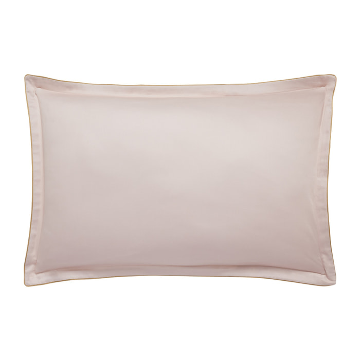 Taie d'oreiller unie en satin de coton bio, NOBEL, rose clair