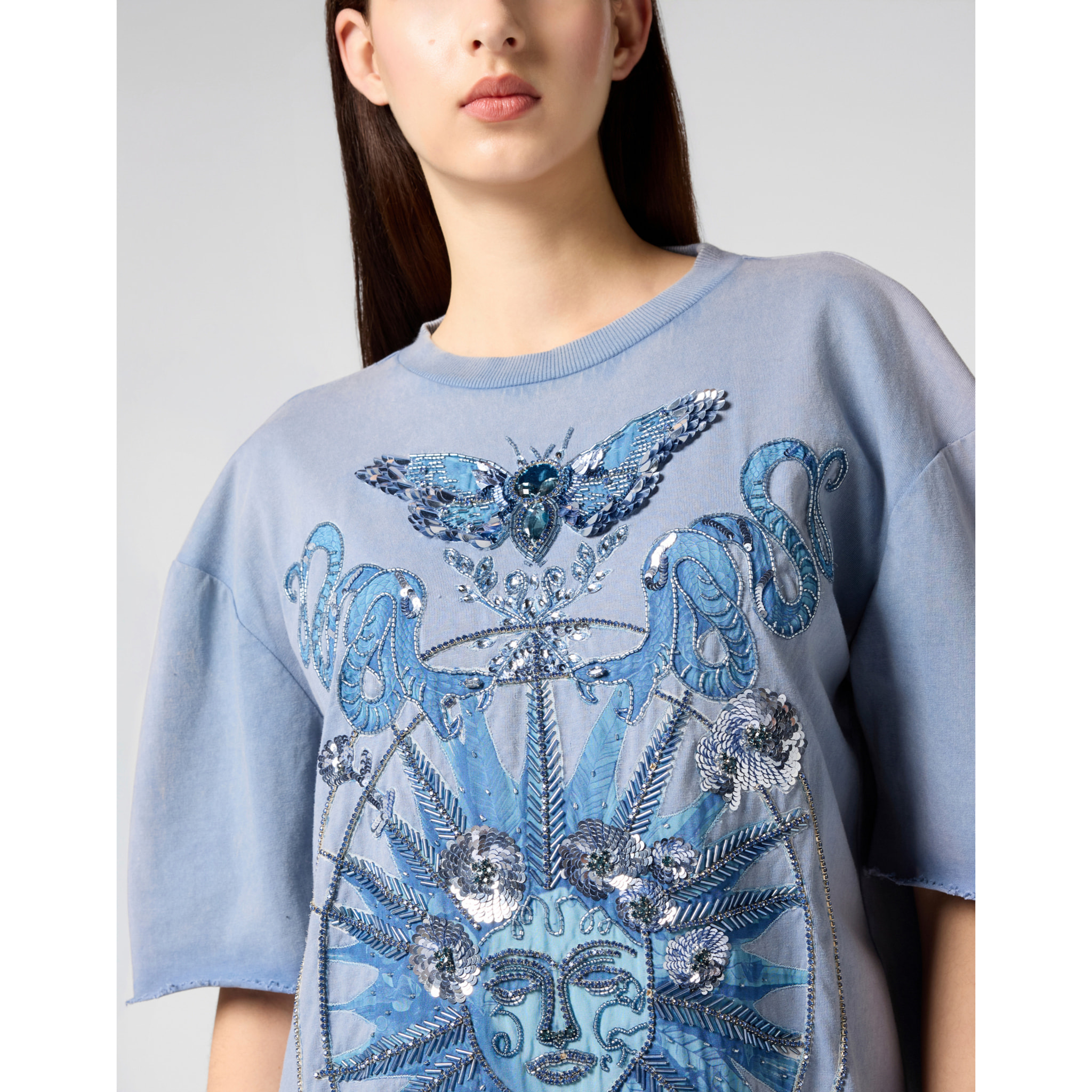 PHILIPP PLEIN Open Back T-Shirt Dress Butterfly Tattoo