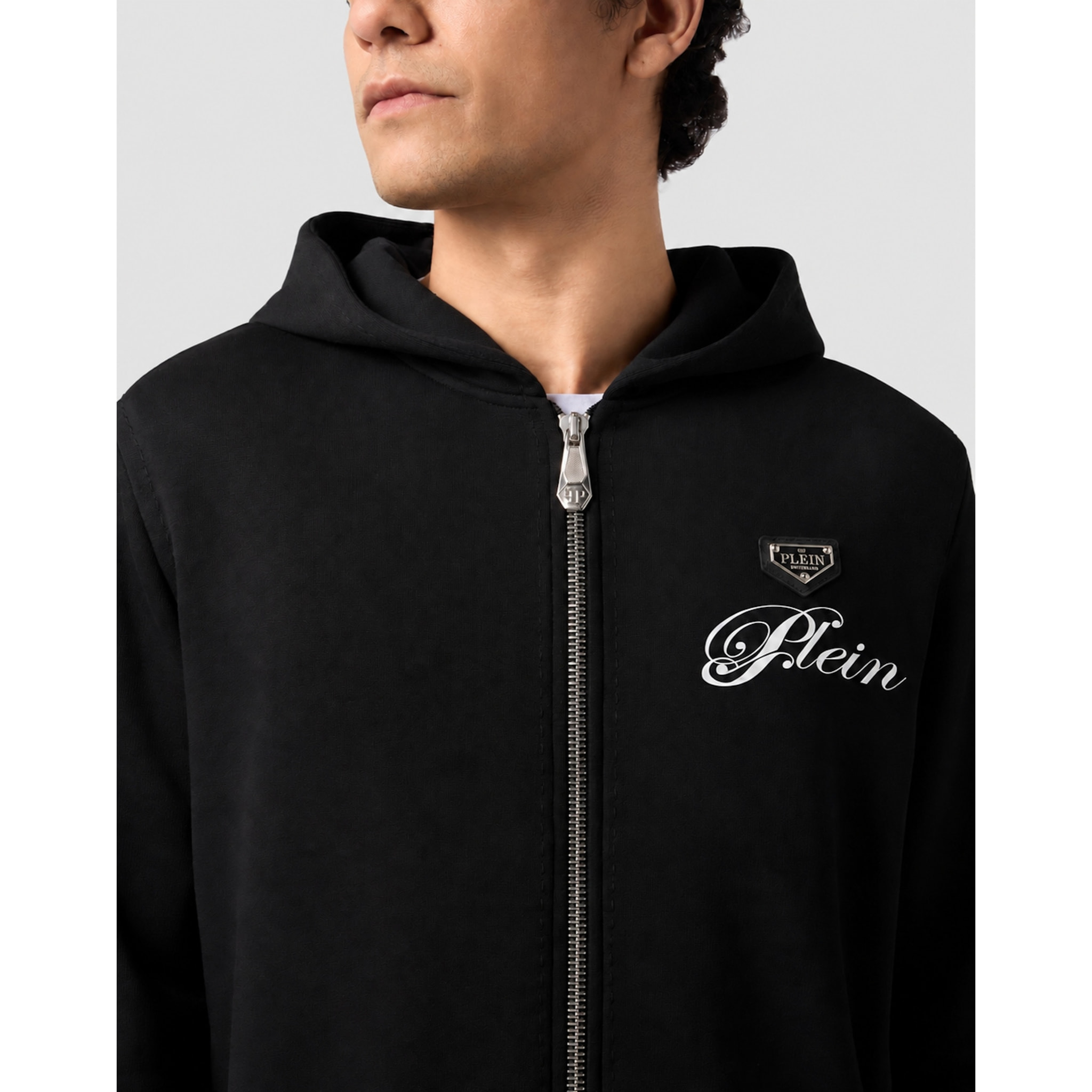 PHILIPP PLEIN Felpa con zip e cappuccio TEDDY