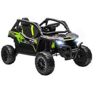 Coche Eléctrico para Niños 12V, Kawasaki Teryx KRX 1000, Coche de Batería UTV con 2 Motores, Control Remoto 2,4G, Suspensión Trasera, Faros, USB, para Niños de +3 Años, Negro
