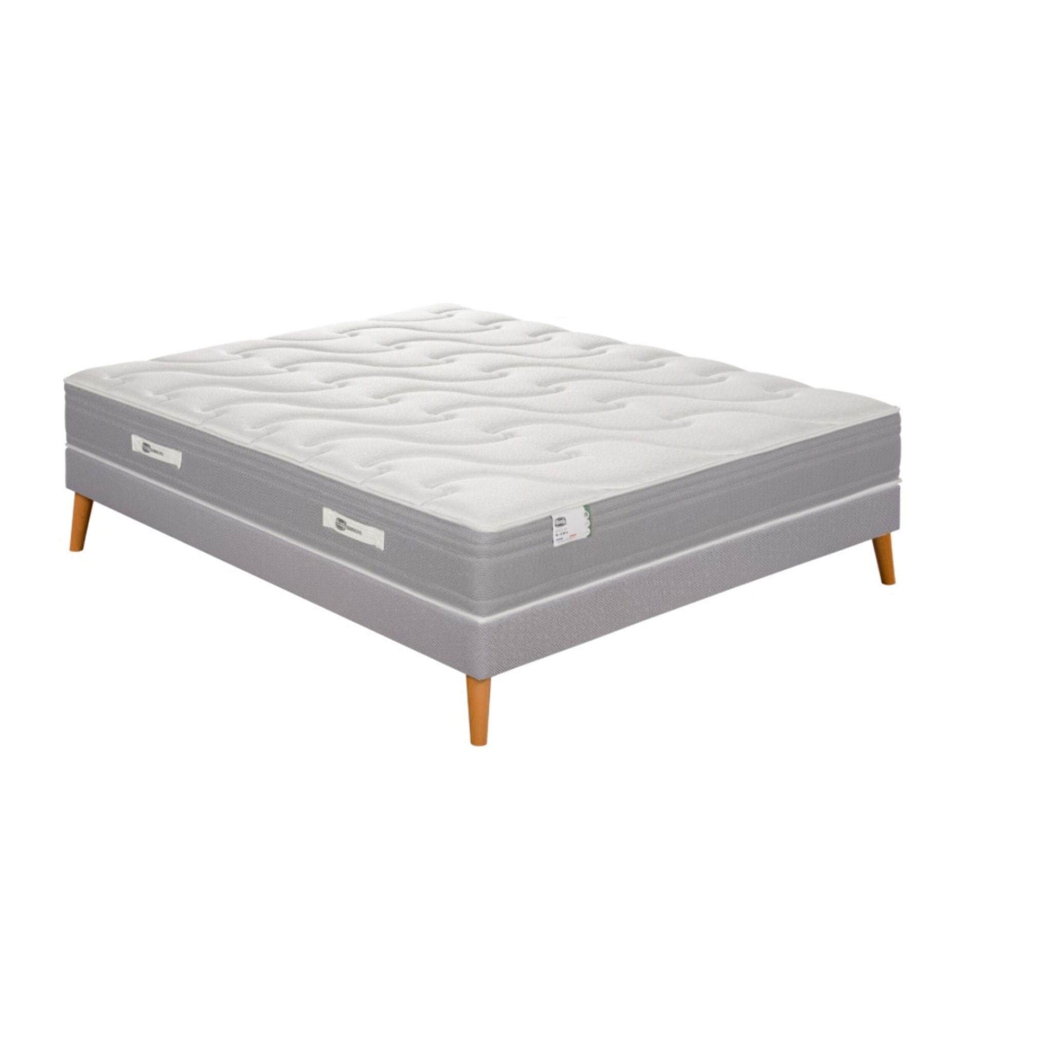 Ensemble LE PUISSANT matelas H25 ressort ensachés, mi-ferme, sommier