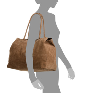 Annagrazia Bolso Shopper Mujer.Piel auténtica Gamuza