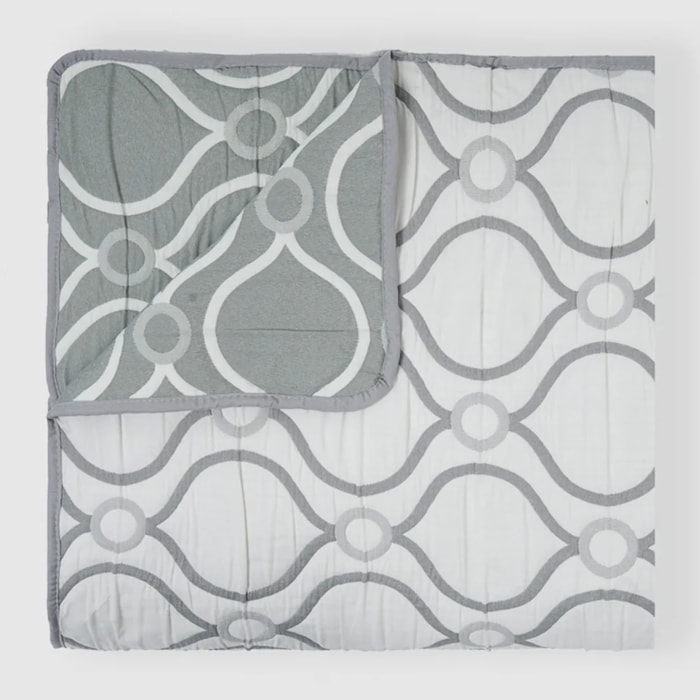 Colcha doble tela jacquard pagoda verde seco