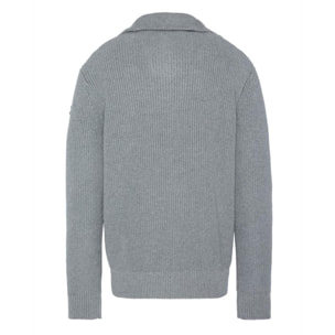 PLTOMMY1 1/2 ZIPPED COTTON SWEATER WITH SCHOTT BADGE 100% COTTON Grigio