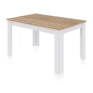 Mesa de comedor extensible Danna 123 Blanco Artik (Blanco Mate) - Roble Canadian