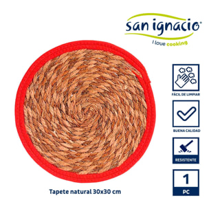 Tapete natural borde rojo 30cm colección kinvara