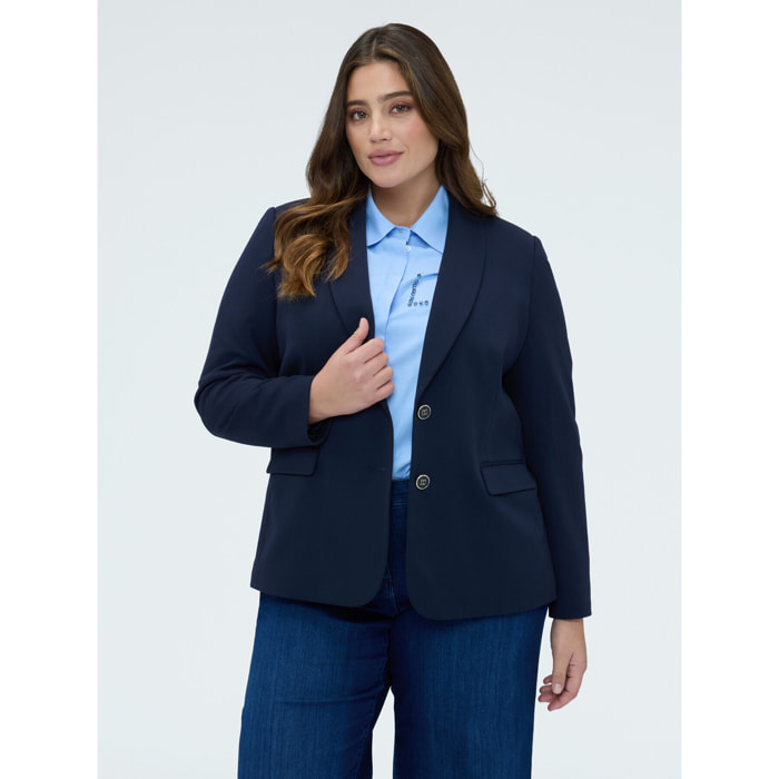 Fiorella Rubino - Blazer fitted in tessuto stretch - Blu