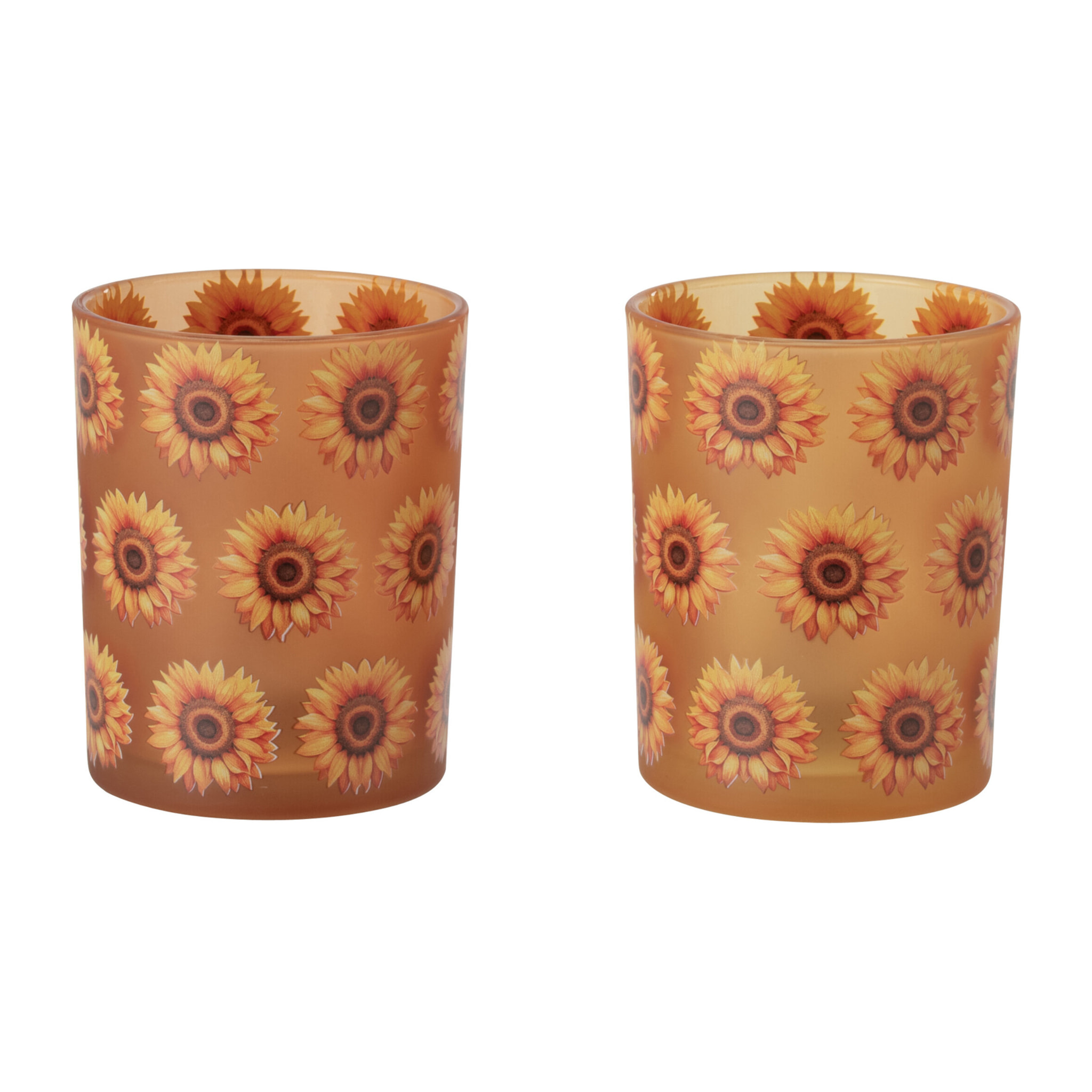 J-Line Photophore Tournesol - verre - orange foncé/orange clair - medium - 2 pièces