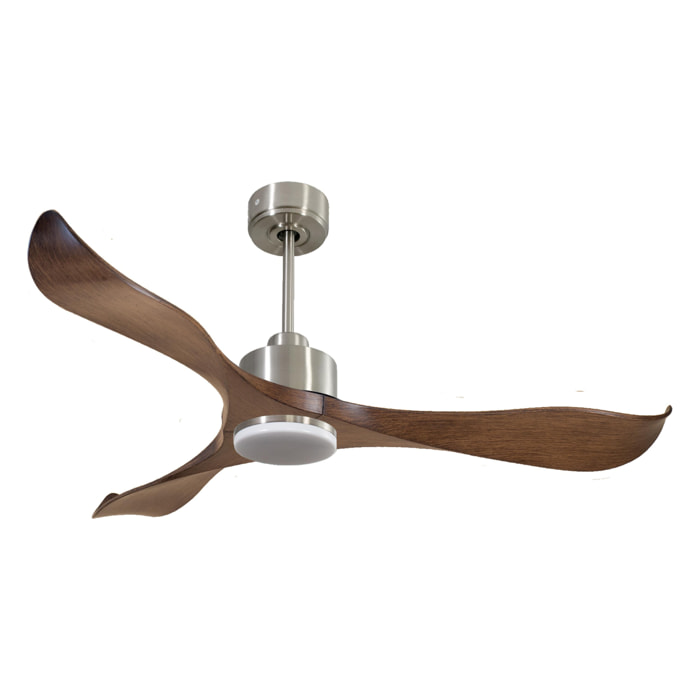 Ventilateur de plafond Réversible  Thermostat Dimmable Wifi Moteur à courant continu Toits en pente Télécommande Lumière à trois tons Adaptateur 2/3 Lames