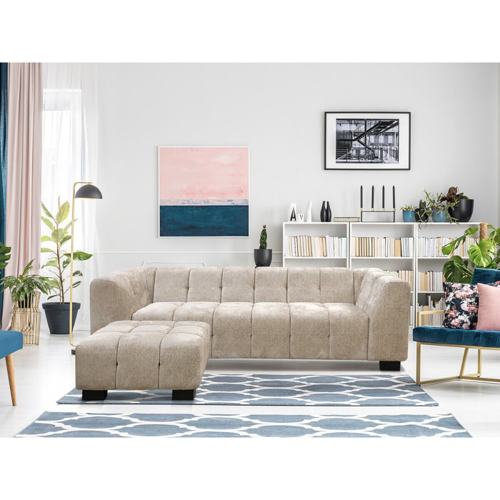 Canapé droit design en tissu chenille 3 places "Foch" - Beige