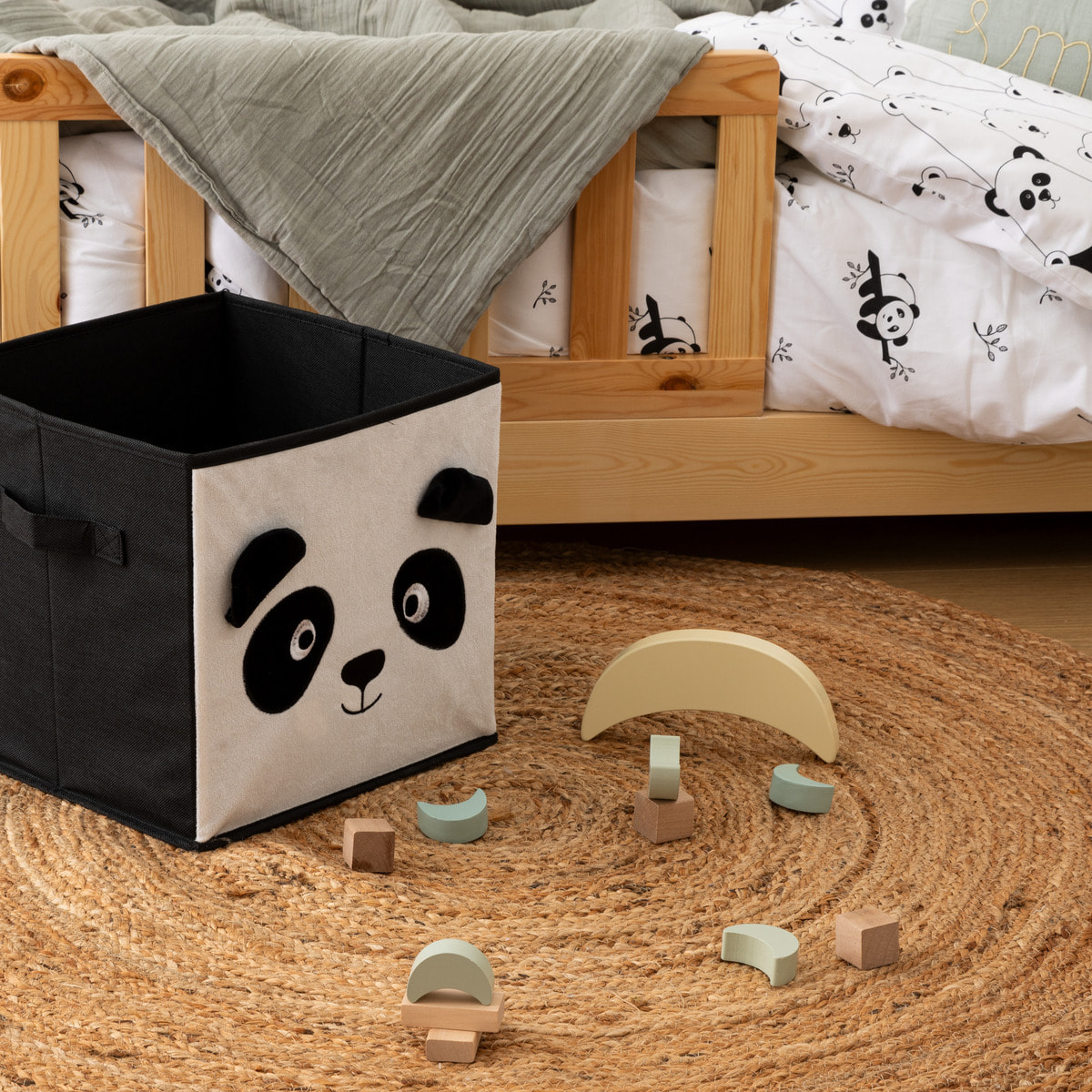 Boîte de rangement enfant panda "Joey" noir & blanc 29x29cm