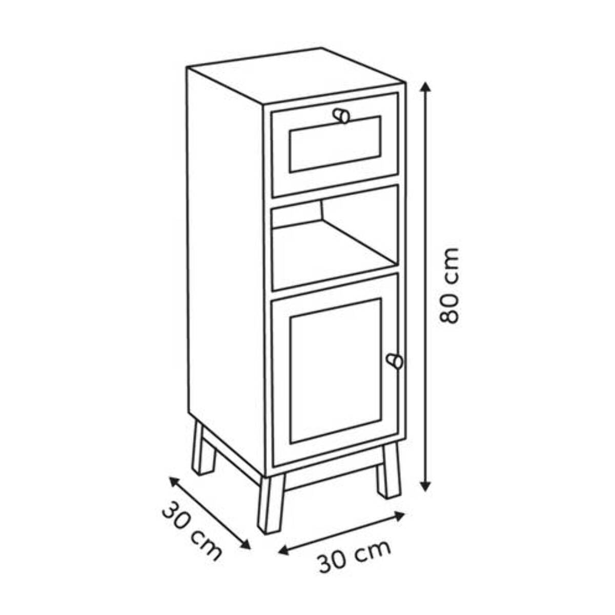 Meuble bas 1 porte 1 niveau Cane marron