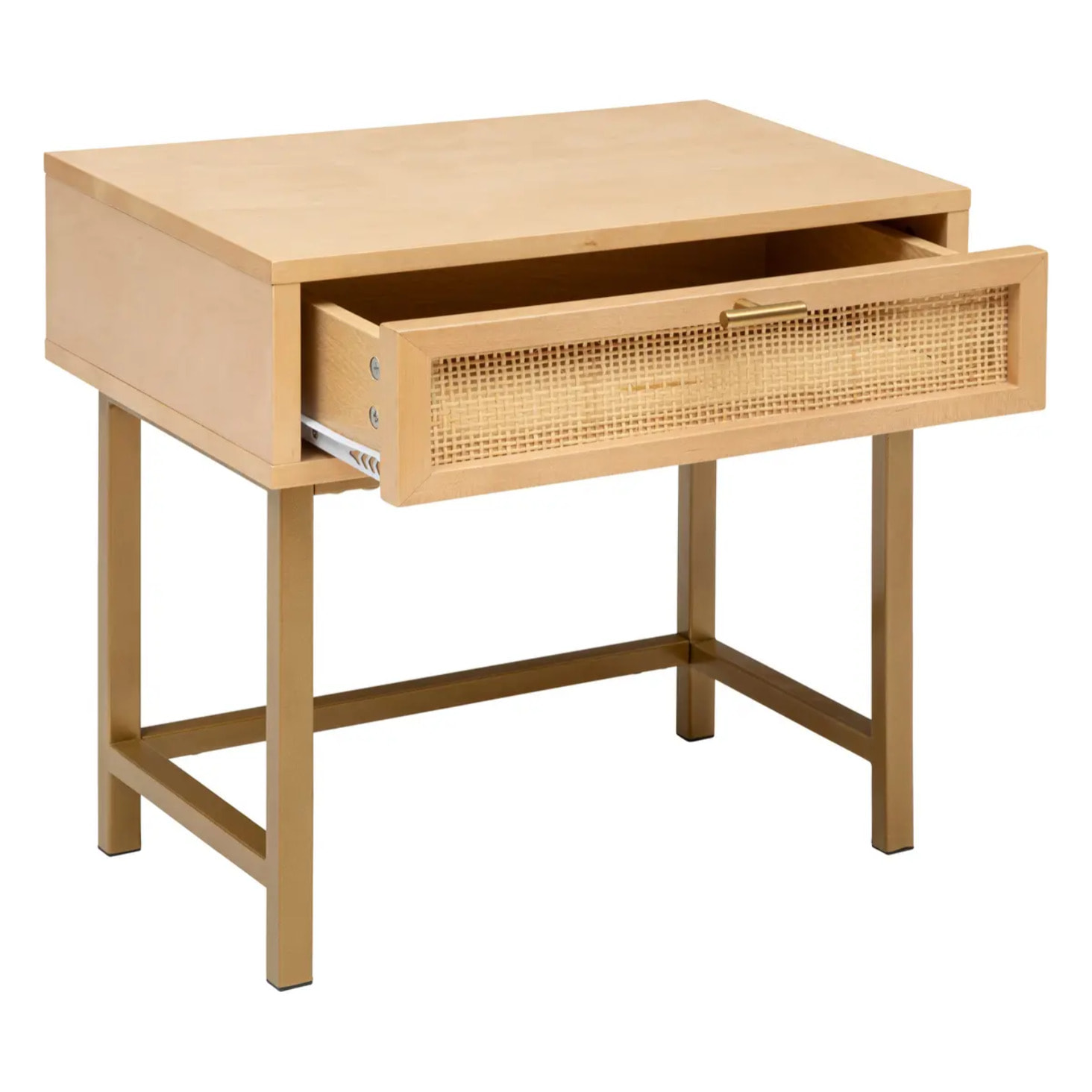 Tables de chevet "Rayo" en métal & bouleau 1 tiroir H50cm