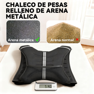 Chaleco Lastrado 5 kg, Chaleco Peso Entrenamiento Transpirable, con 2 Correas Ajustables y Bandas Reflectantes, para Entrenamiento de Fuerza, Jogging, Negro